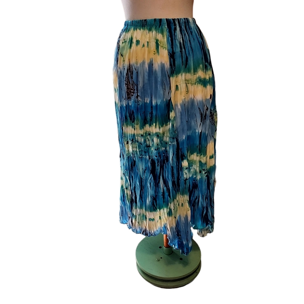 Cato 1xl Skirt Maxi Tiedye Blue Yellow Boho Bohemian Cottagecore. Dimens…